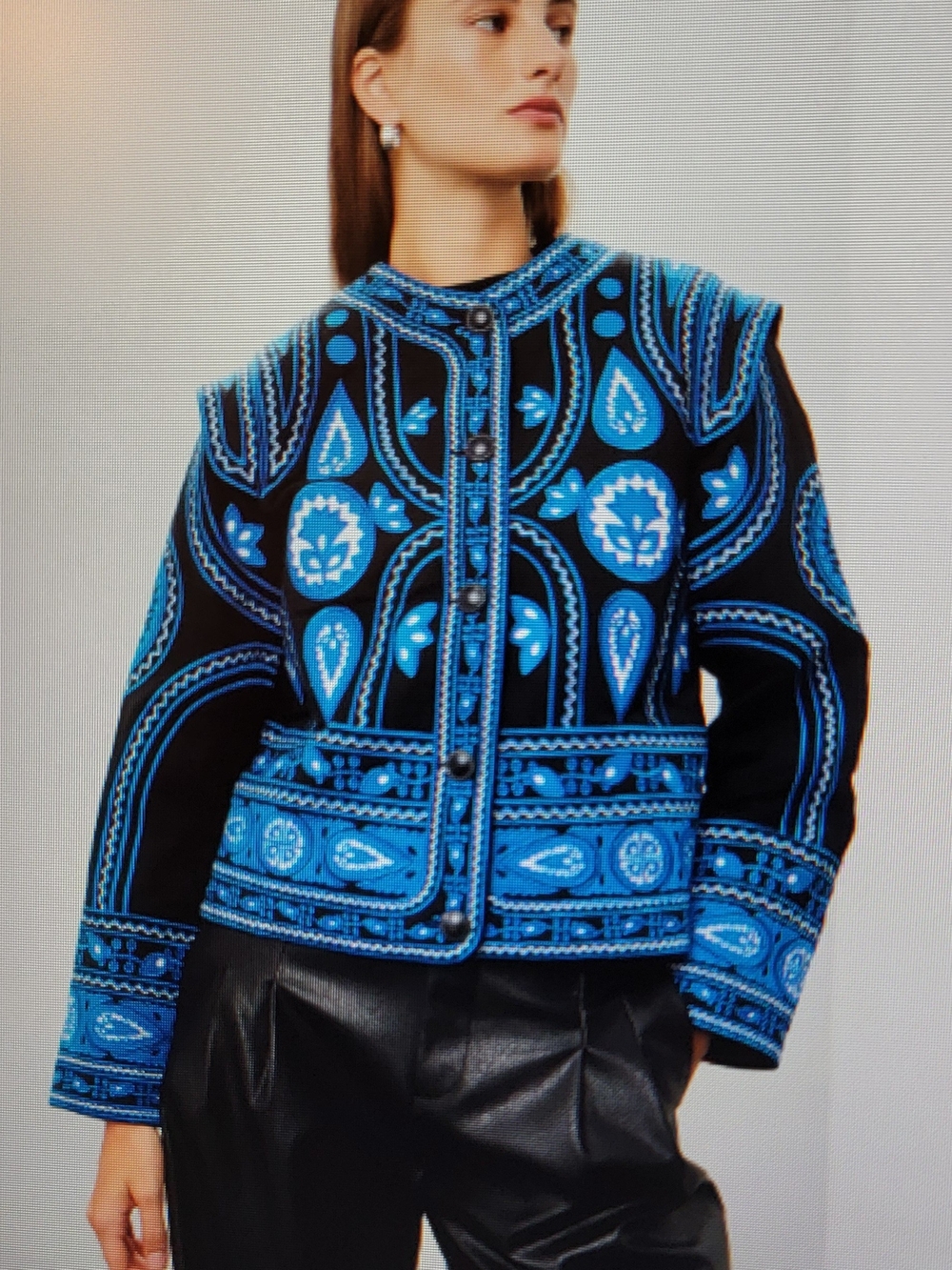 Sea New York Black & Blue Embroidered Jacket - Women Size L